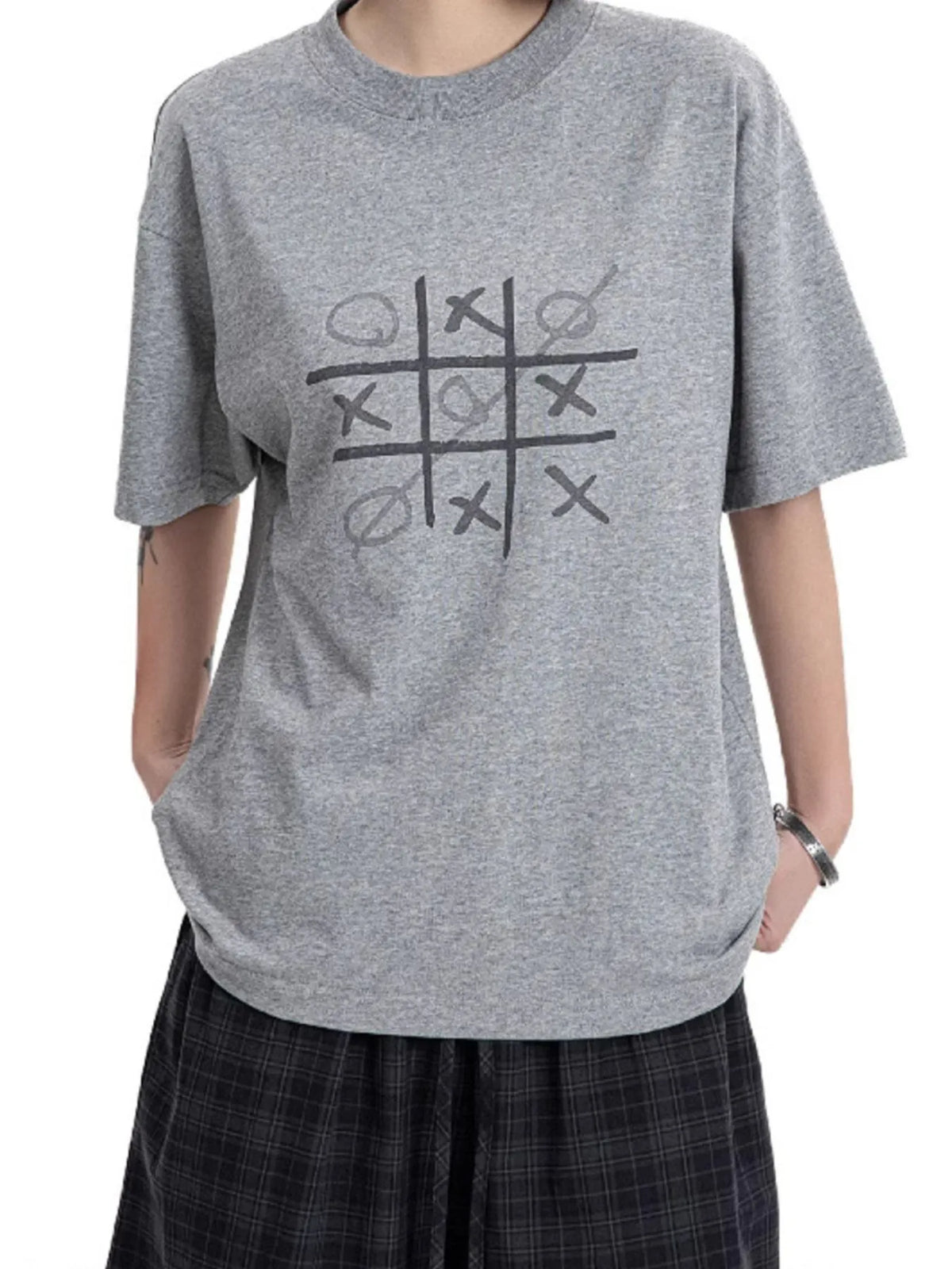 Men's Gaming Tic Tac Toe Graphic Round Neck T-Shirt